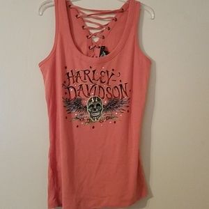 Sue cute back lace Harley tank